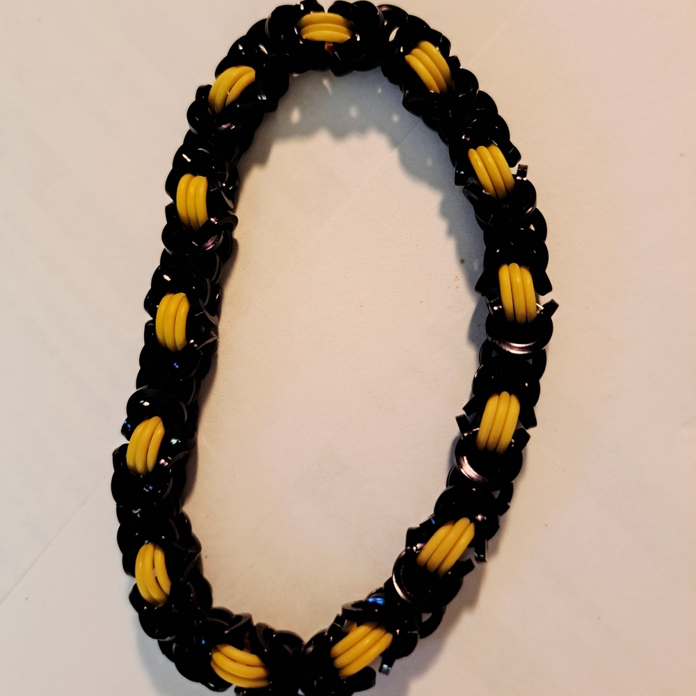 Black and Yellow Chainmail Box Chain Link Bracelet